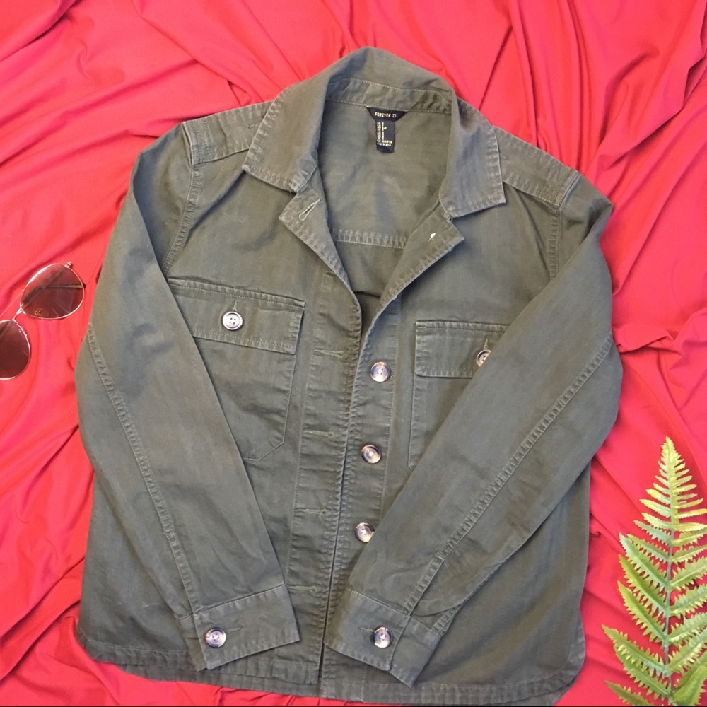 Forever 21 Olive Green Jacket Fall/Spring Size S